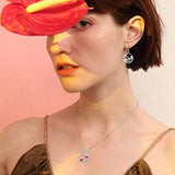 Flamingo Drop Earrings S925 Sterling Silver Animal Earrings Tree of Life Jewelry Gifts for Women