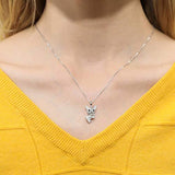 S925 Sterling Silver Rhodium Plated Cubic Zirconia  Puppy  Pendant Necklace
