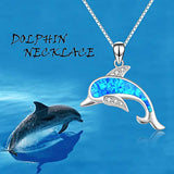Angel caller Dolphins Necklace Sterling Silver Polished Cubic Zirconia Dolphin Pendant Necklace Jewelry Gifts for Women Girls, 18