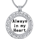 Memorial Gift, Always in My Heart with 1 or 2 Vials Urn Locket Pendant Necklace, Tree of Life Cremation Jewelry for Ashes, Keepsake for Dad Sister Grandma Aunt Wife Daughter Mom