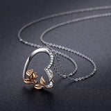 S925 Sterling silver Rose Flower Necklace Pendant Jewelry ,Butterfly Rose Flower Necklace,Angel Wings Rose Flower Pendant Necklace