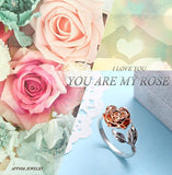 Rose Flower Ring for Women S925 Sterling Silver Adjustable Wrap Open Ring