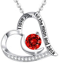 Silver CZ Heart&Moon Messages Jewelry