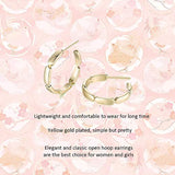 Gold Plated Sterling Silver Polished Minimalist Bamboo Circle Open Small Hoop Earrings Trendy Jewelry Gift Gifts for Women