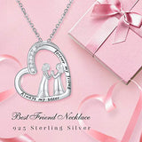 Friendship Necklace for Women Girls 925 Sterling Silver CZ Heart Pendant Necklaces Jewelry Gifts