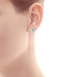 925 Sterling Silver Fashion Flower Earrings With Cubic Zircon