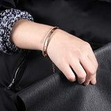Rose Gold Bangle Bracelet for Women Girls Adjustable Cuff Bracelet Crystal from Swarovski