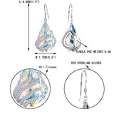 925 Sterling Silver CZ Party Leaf Baroque Hook Dangle Earrings Adorned with crystals