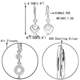 Women's 925 Sterling Silver CZ Sweet Love Heart Hook Dangle Earrings Clear