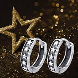 925 Sterling Silver Star Huggie Hoop Earrings for Women