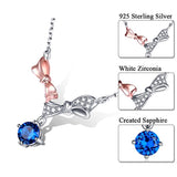 Women 925 Sterling Silver Natural Gemstone Bowknot Necklaces Pendants with CZ Jewelry