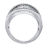 Rhodium Plated Sterling Silver Cubic Zirconia CZ Statement Woven Cocktail Fashion Right Hand Ring