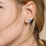 Sterling Silver Opal Heart Crawler Earrings  for Women Girls