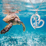 Turtle Heart  Pendant Necklace,Forever Love Animals  Heart Jewelry Great for Mom Daughter Wife