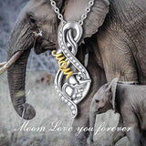 Mom Elephant Necklace Sterling Silver Mom Jewelry for Women Lucky Elephant for Mother Grandmother