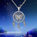 Native American Jewelry 925 Sterling Silver Butterfly Dream Catcher Necklace for Women