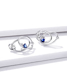 925 Sterling Silver Beautiful Planet Stud Earrings Precious Jewelry For Women