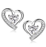  Silver Earrings Blue Cubic Zirconia Heart Shaped Stud Earrings