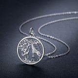 Elegant Giraffe Necklace 925 Sterling Silver Tree of Life Necklace Forever Love Family Necklace Gift for Women Animal Lover Mother's Day