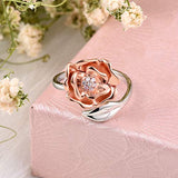 Rose Flower Ring for Women 925 Sterling Silver Jewelry Adjustable Wrap Open Ring