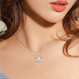  Silver CZ Heart Mother Child Jewelry