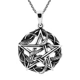 Silver Entwined Snake Star Pentagram Necklace