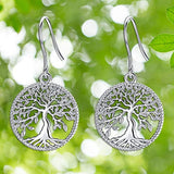 Tree-of-Life-Dangle-Earrings for Women, S925 Sterling Silver Fashion Drop Hook Jewelry Gift
