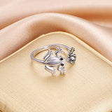 S925 Sterling Silver Frog Heart Ring For Women Girl