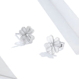 Flower Clover Stud Earrings for Women 925 Sterling Silver Fine Jewelry Gifts Anti-allergy Ear Pins for Girl
