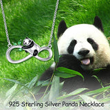 Panda Necklace For Girls 925 Sterling Silver Green Opal infinity necklaces for women Cute Animal Jewelry Gift