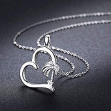 S925 Sterling Silver Summer Palm Tree Necklace Pendant Beach Heart Necklace Jewelry for Women