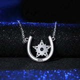 S925 Sterling Silver Lucky Horseshoe Necklaces Cz Star Pendant Jewelry for Women