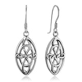 Celtic Knot Knotwork Symbol Marquise Shaped Dangle Hook Earrings