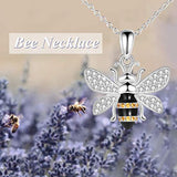 S925 Sterling Silver Bumblebee Pendant Necklace Jewelry Gift for Women