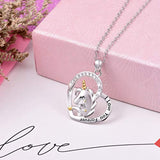 Sterling Silver Cute Unicorn in Heart Pendant Necklace Jewelry For Women
