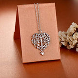 Sterling Silver Tree of Life With Heart Pendant Necklace for Mother Daughter