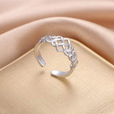 Celtic Knot Heart Ring 925 Sterling Silver Adjustable Wedding Band Stackable Rings for Women