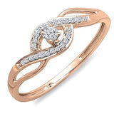 0.15 Carat (ctw) 9k Gold Diamond For Women Criss Cross in Engagement Bridal Promise Ring