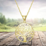 Gold Plated Tree of Life Pendant Necklace Minimalist Jewelry Gifts for Women Mom Lover Family with Gorgeous Jewelry Box