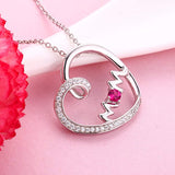 925 Sterling Silver Mother's love Pendant Necklace for Her Women CZ Halo Gemstone Jewellery Gifts 18
