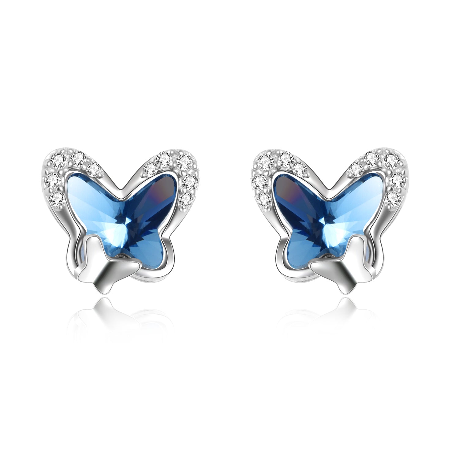 Butterfly Earrings Blue zircon Fashion Earrings Around Gemstone Design