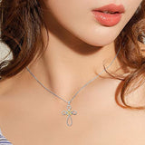 Celtic Knot Cross Necklace Celtic Cross Pendant Sterling Silver Polished Religious Infinity Love Irish Mother's Day Nurse's Day Celtics Jewelry for Women