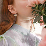 Daisy Earrings Sterling Silver Gold Plated Filigree Flower Leverback Dangle Earrings for Women Girls