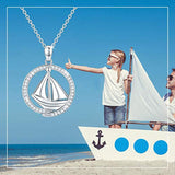Back to School Gift S925 Sterling Silver Sailboat Ship Friendship Necklace for Women