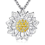 Silver  Sunflower Urn Necklace
