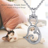 Cat Necklace for Women 925 Sterling Silver Cute Kitten Pendant, Gifts for Cat Lover - 18Inch Chain