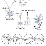 Women's Jewelry 925 Sterling Silver Cubic Zirconia Elegant Winter Snowflake Party Necklace Earrings Ring Set
