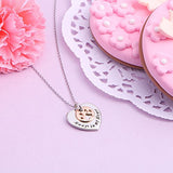 925 Sterling Silver Heart Disc With Always in My Heart Paw Pendant Necklace with 18inch Cable Chain