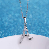 925 Sterling Silver Initial Pendant Necklace Cubic Zirconia for Women