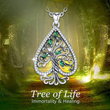 Tree of Life Necklace Heart Shape Sterling Silver Pendant with Cubic Zirconia - 18 inch Chain